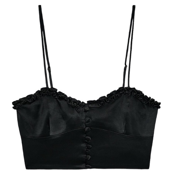 Zara Tops - Zara Satin Effect Black Bustier Top